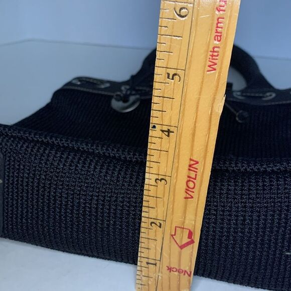 The Sak Black Open Crochet Mesh Eyelet Drawstring Dual Handle Satchel Bag - Picture 7 of 10